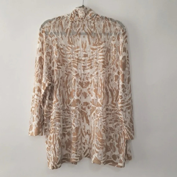 CHICO'S Cardigan Sweater Womens 3 Lightweight Animal Print Open Front Lagenlook - Picture 5 of 13